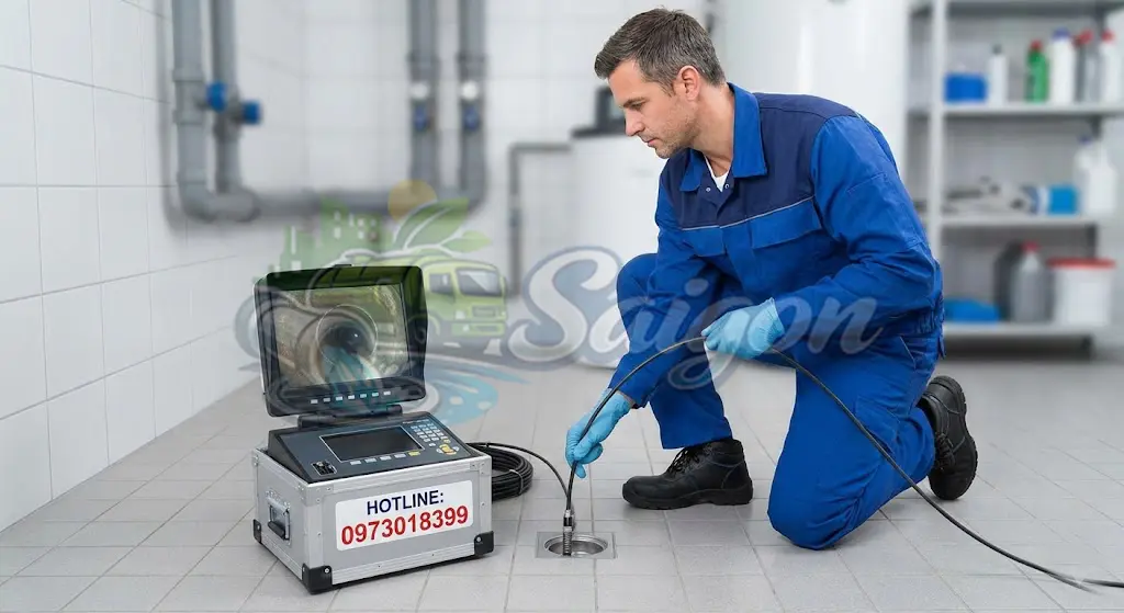 Xe hút hầm cầu mini chuyên dụng đi vào hẻm bàn cờ Quận 3