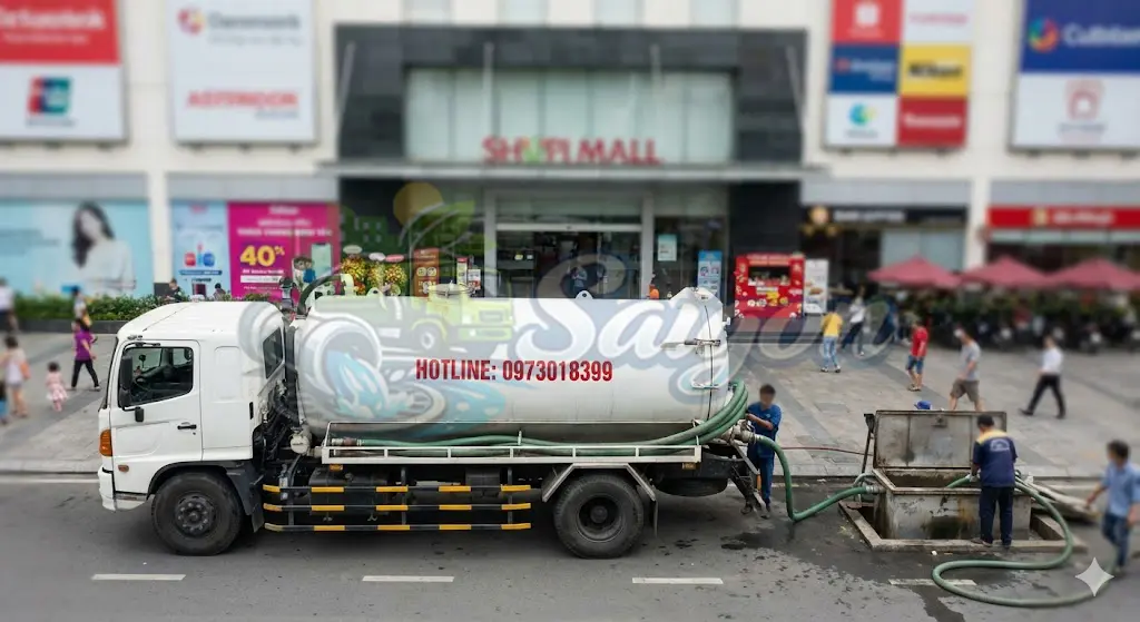 Xe hút hầm cầu chuyên dụng phục vụ tại các tuyến phố ẩm thực Quận 10