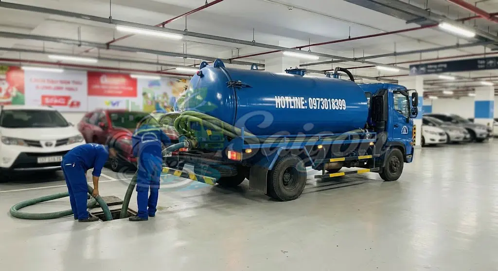 Xe hút hầm cầu công suất lớn phục vụ tại khu công nghiệp Quận 12